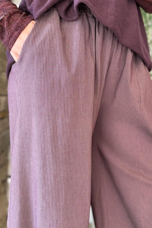 Bennie Quirky Barrel Pant Aubergine Pin Stripe